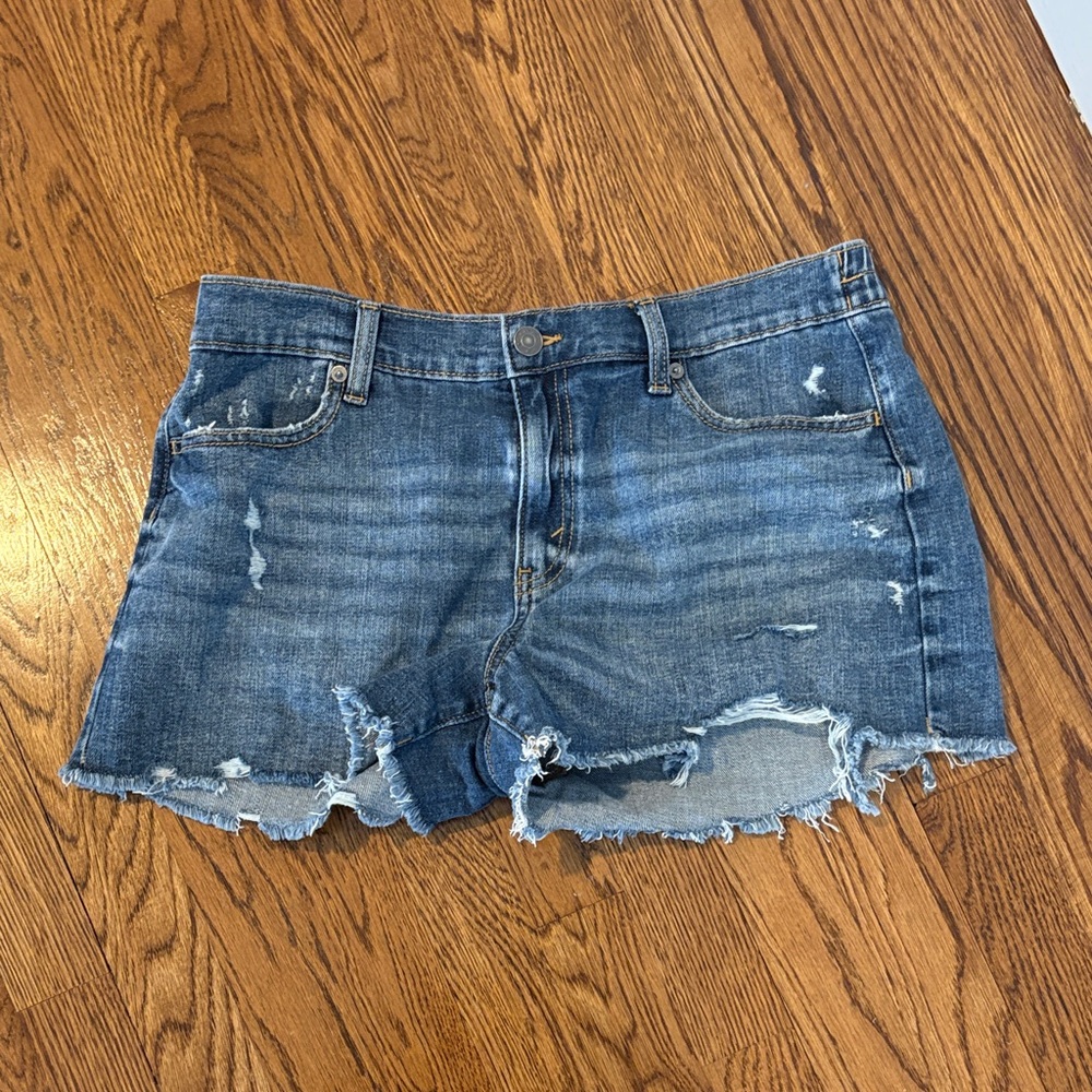 Aerie Denim Distressed Shorts - Blue